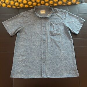 Gillz Button Up Shirt Mens Large Blue Geometric Contour Lightweight Fishing